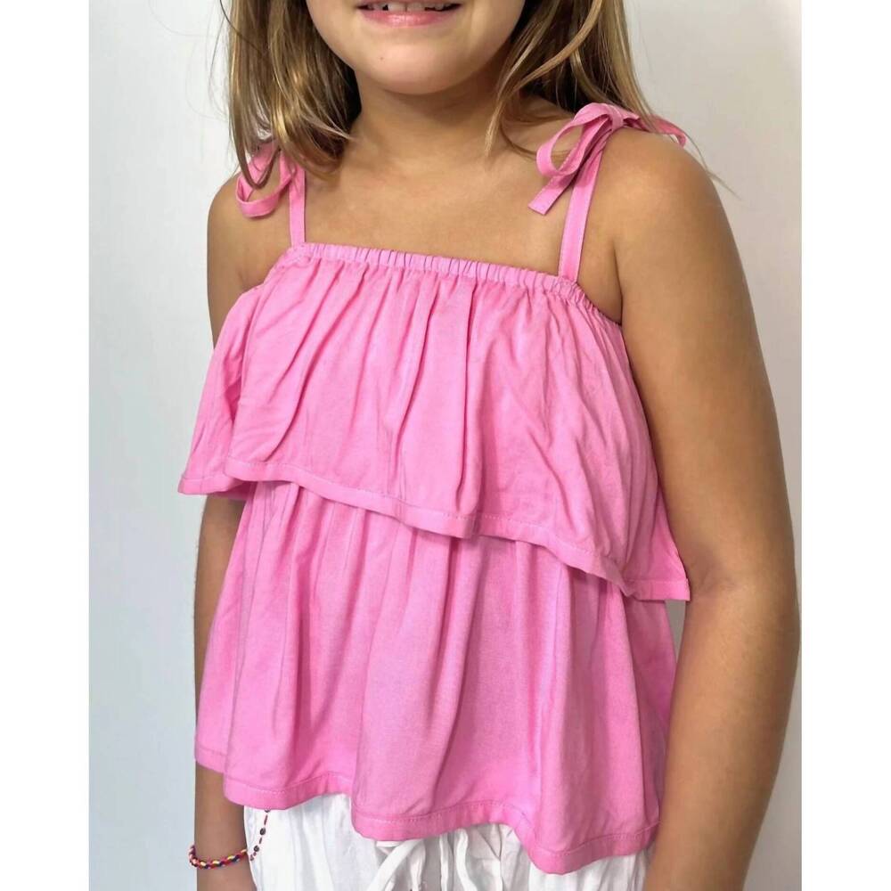 NEW SKEMO girls' solid tie top in pink